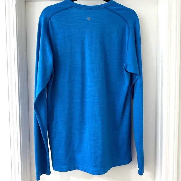Lululemon Men's Bright Blue Tech Long Sleeve Henley, Size Large - Picture 5 of 8